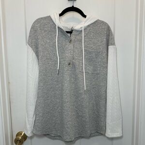Gray and White Hooded Pullover never worn brand new